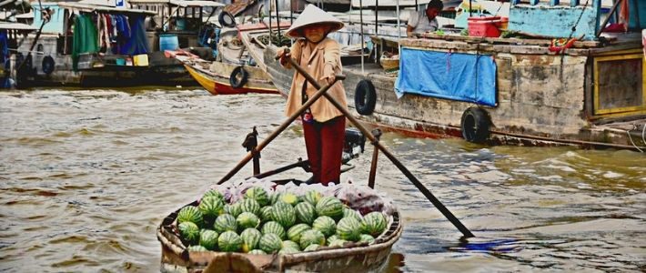 Visite marché delta du Mékong du Vietnam